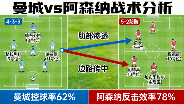 曼城对阵阿森纳战术分析图解